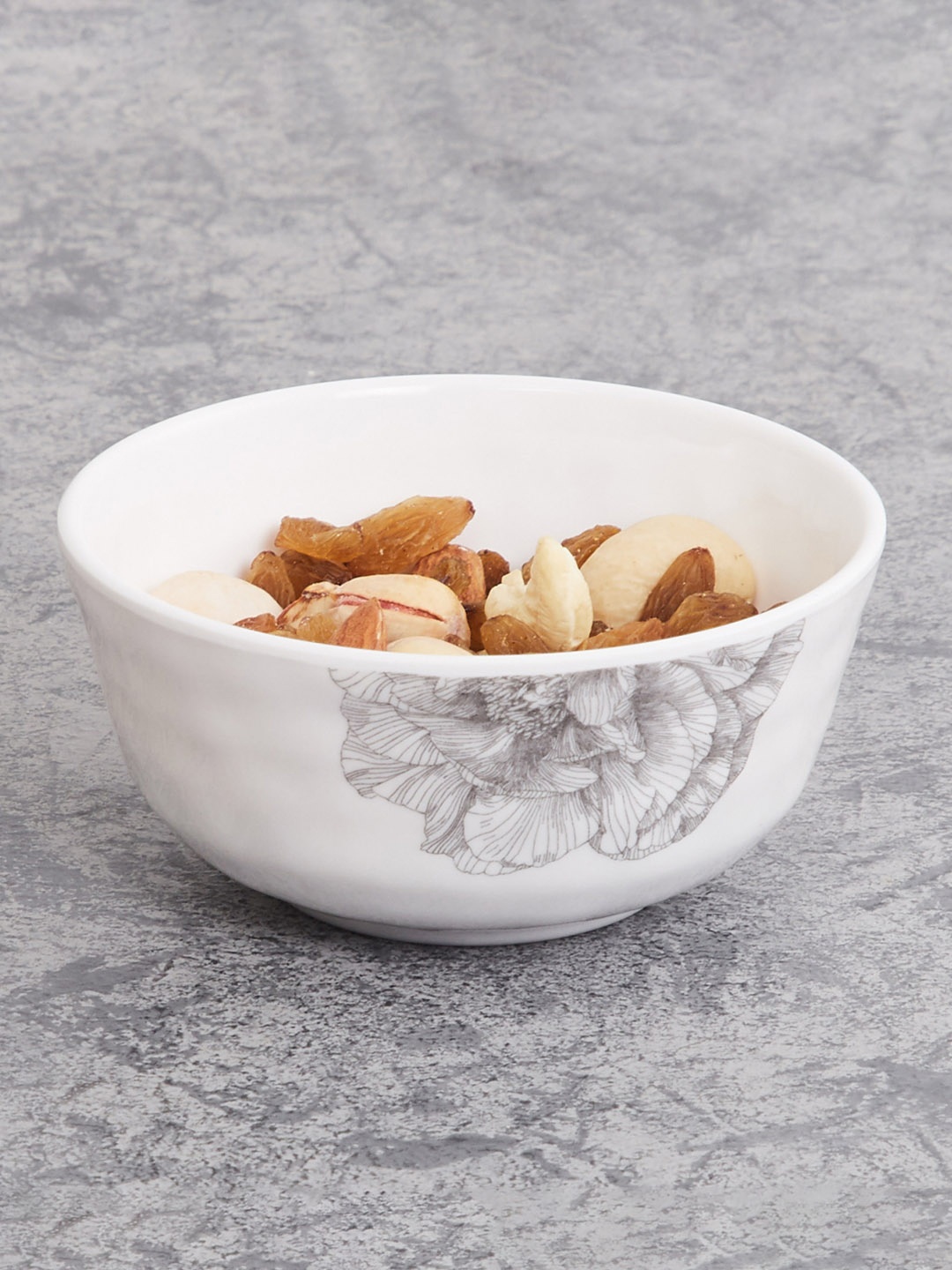

Home Centre White & Grey 1 Piece Printed Melamine Glossy Bowl
