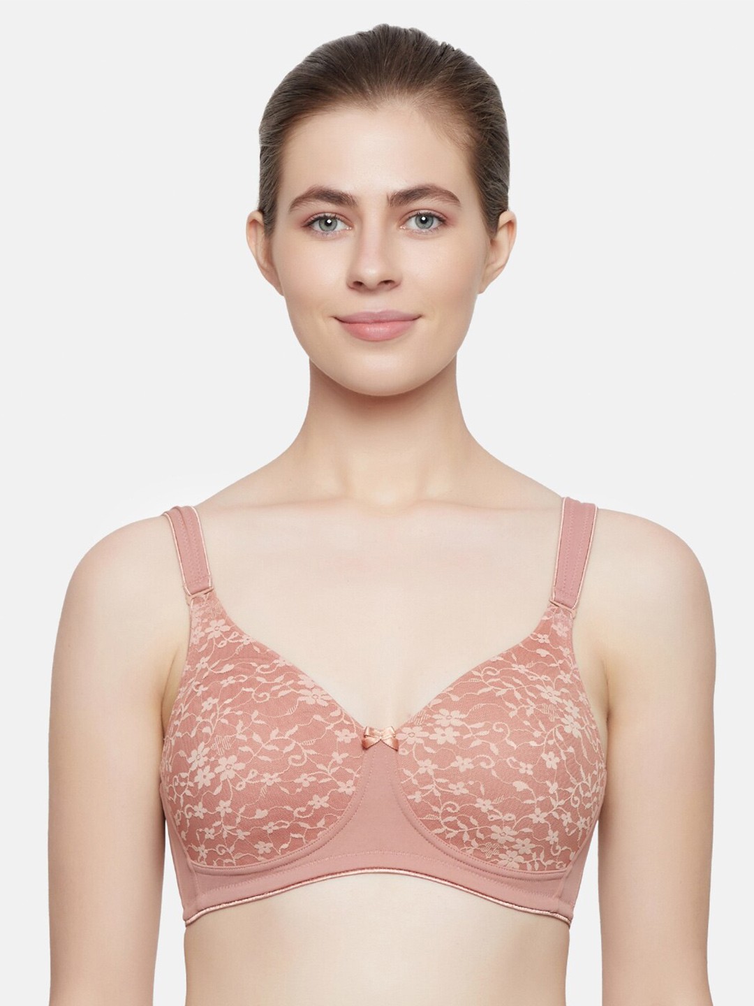 

Triumph Pink Floral Lacy Charm Full Coverage Padded Wireless Bra