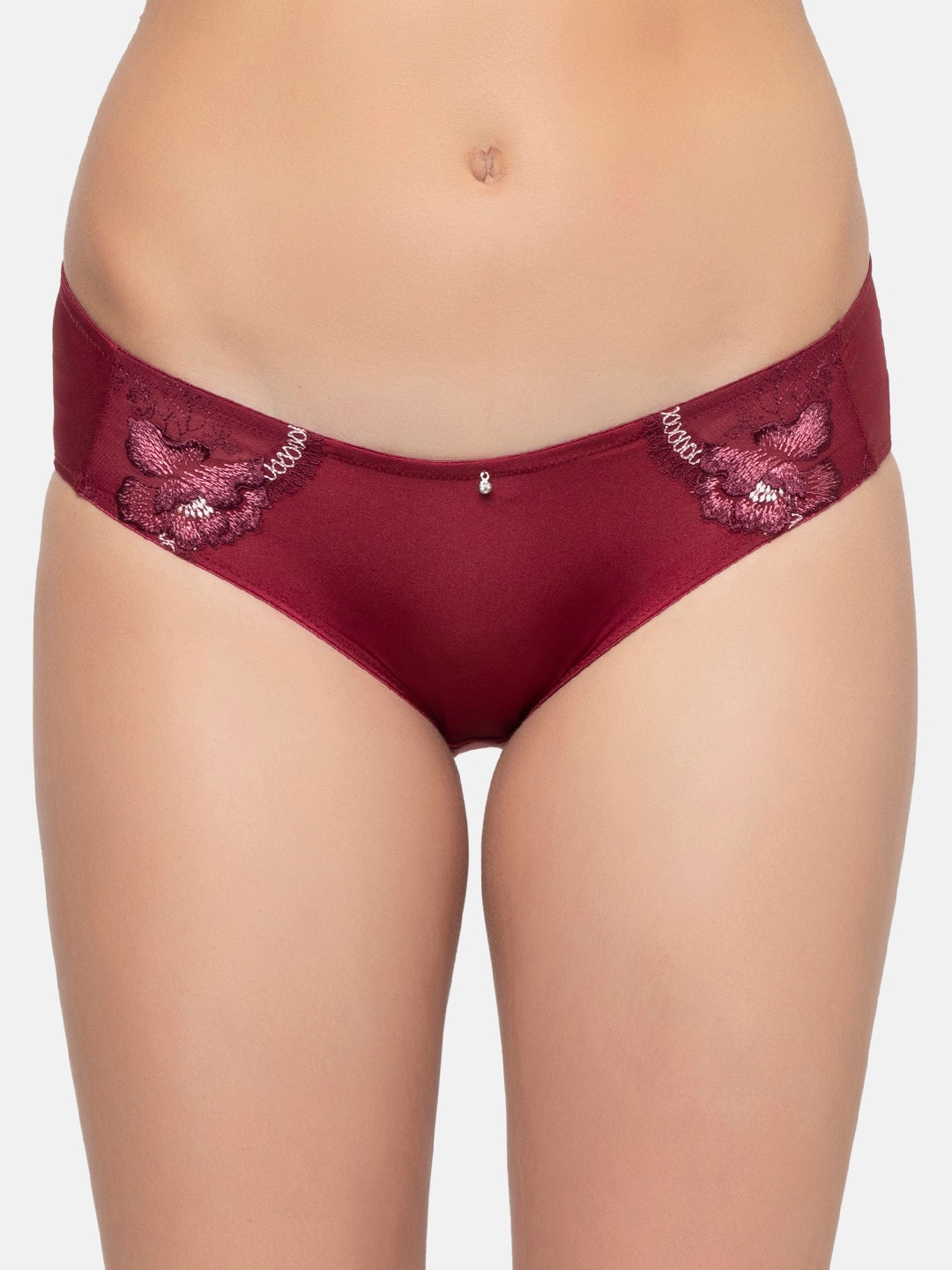 

Triumph Maroon Embroidered Astra Luxury Embroidery Full Coverage Midi Hipster Briefs