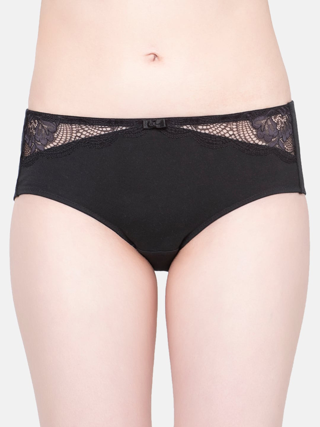 

Triumph Women Black Modern Lace Cotton Full Overall Coverage Hipster Brief