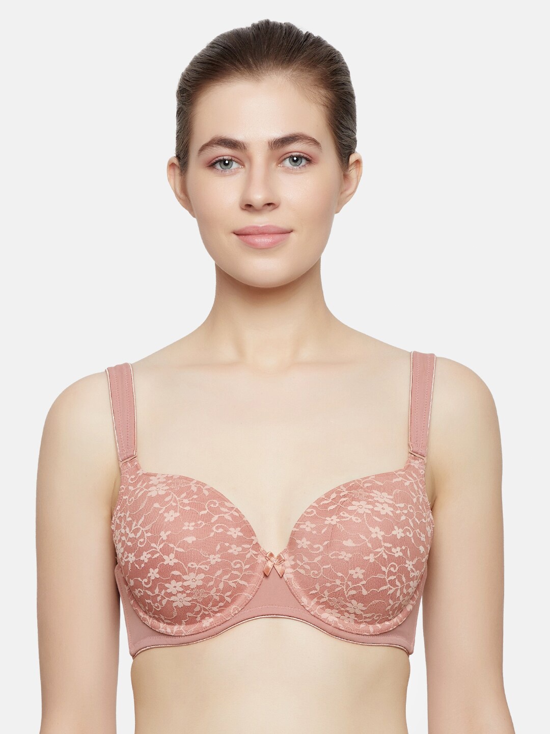 

Triumph Rose Pink Lacy Charm Full Coverage Lightly Padded Wired Bra