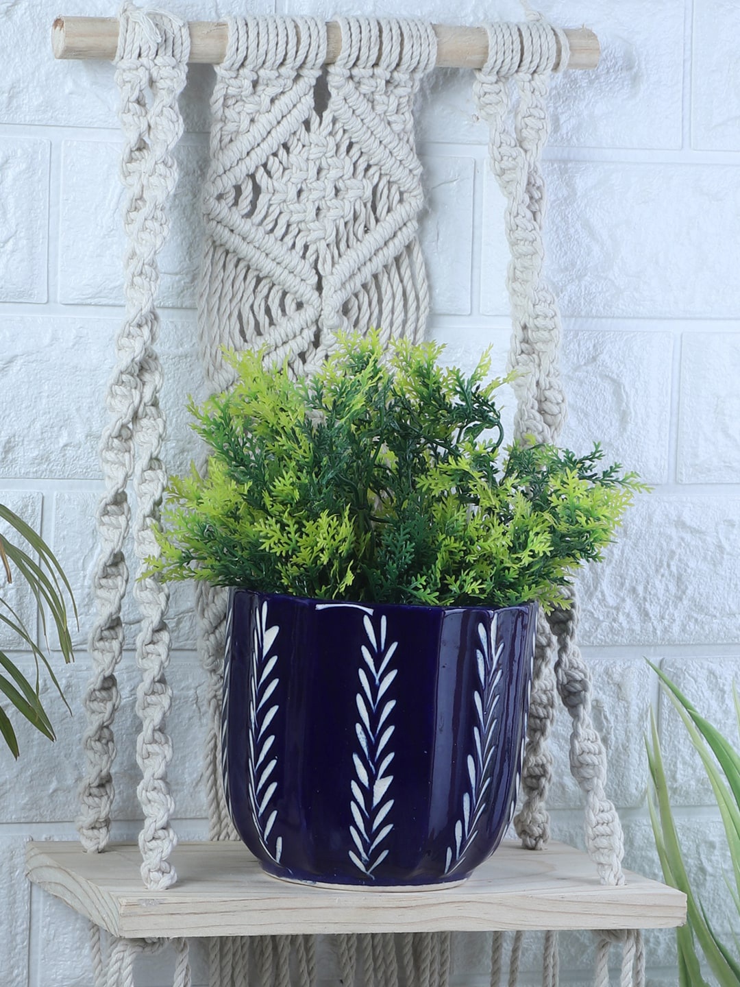 

CDI Blue & White Printed Glossy Ceramic Planter