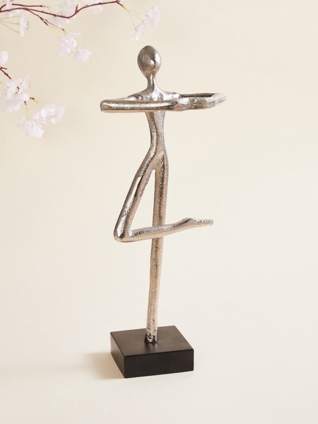 

Home Centre Silver-Toned Solid Metal Yoga Namaskar Position Figurine Showpiece