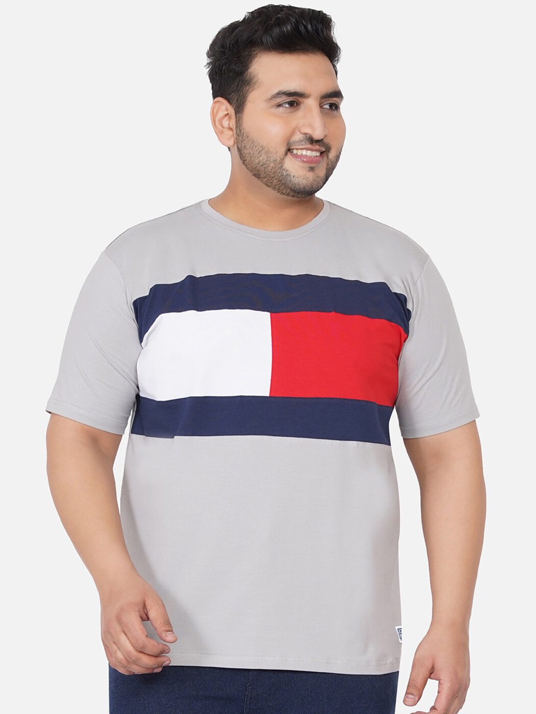 

John Pride Plus Size Colourblocked T-shirt, Grey