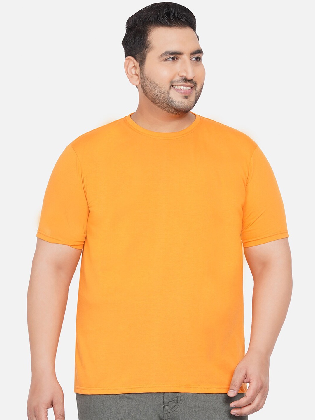 

John Pride Men Plus Size Mustard Yellow T-shirt