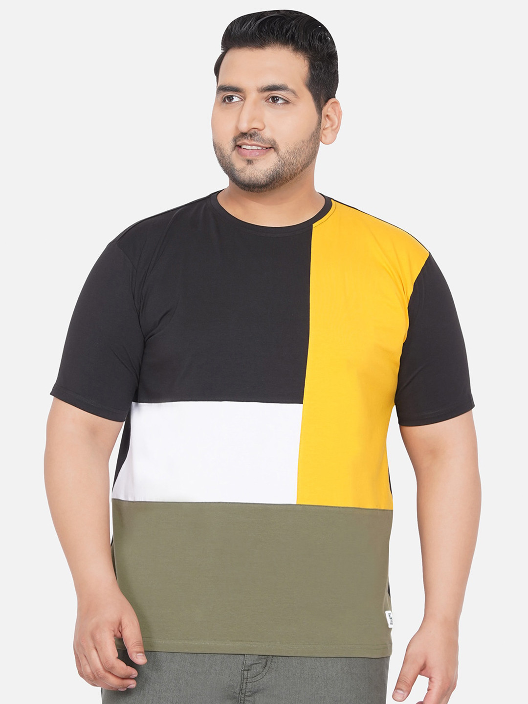 

John Pride Plus Size Colourblocked T-shirt, Black