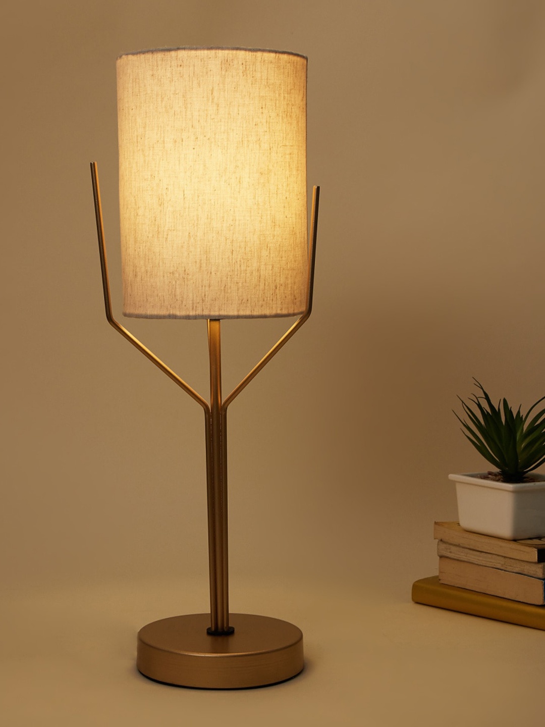 

Home Centre Gold-Toned Solid Metal Electric Table Lamp