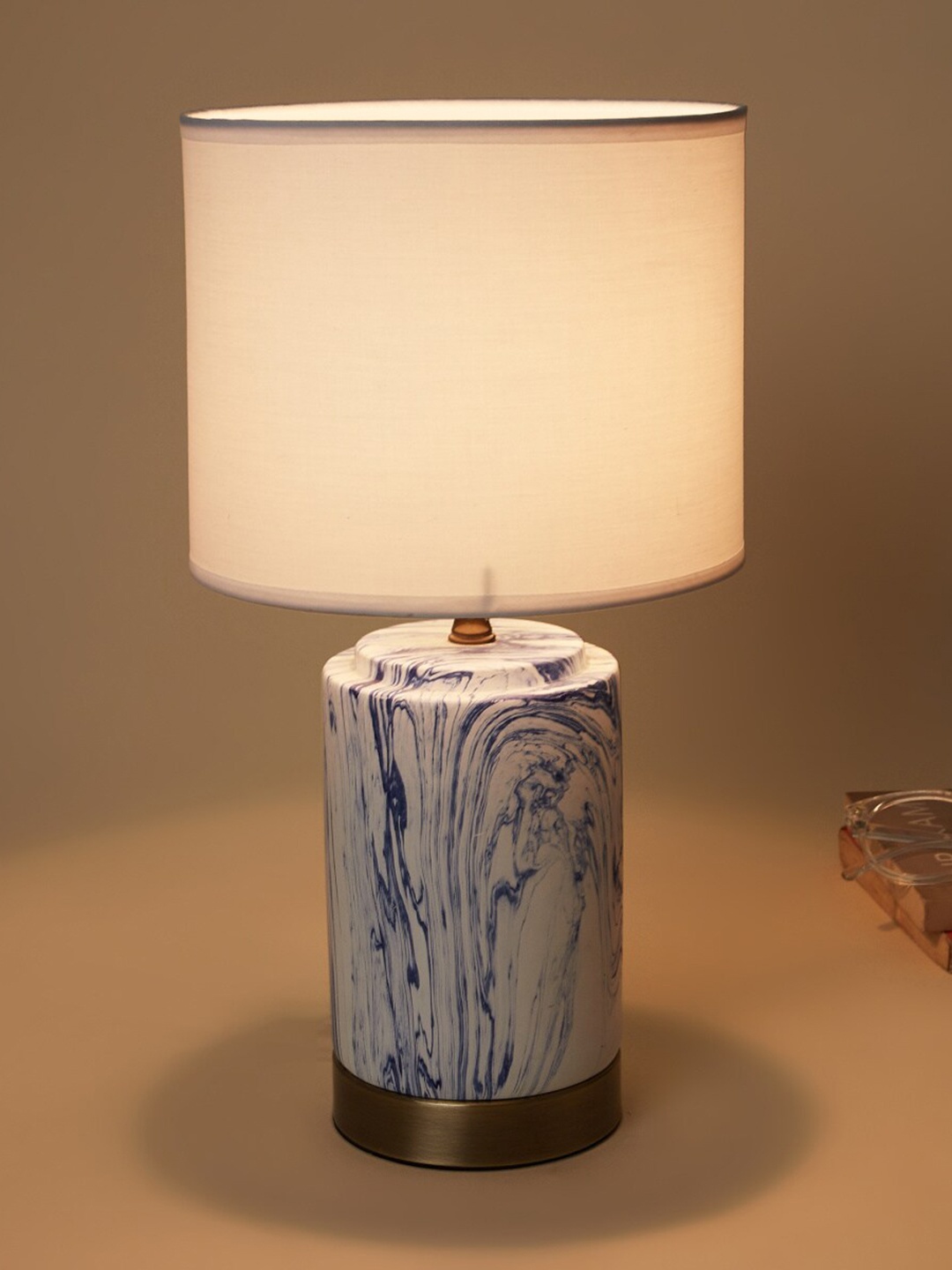 

Home Centre White Printed Metal & Ceramic Table Lamp