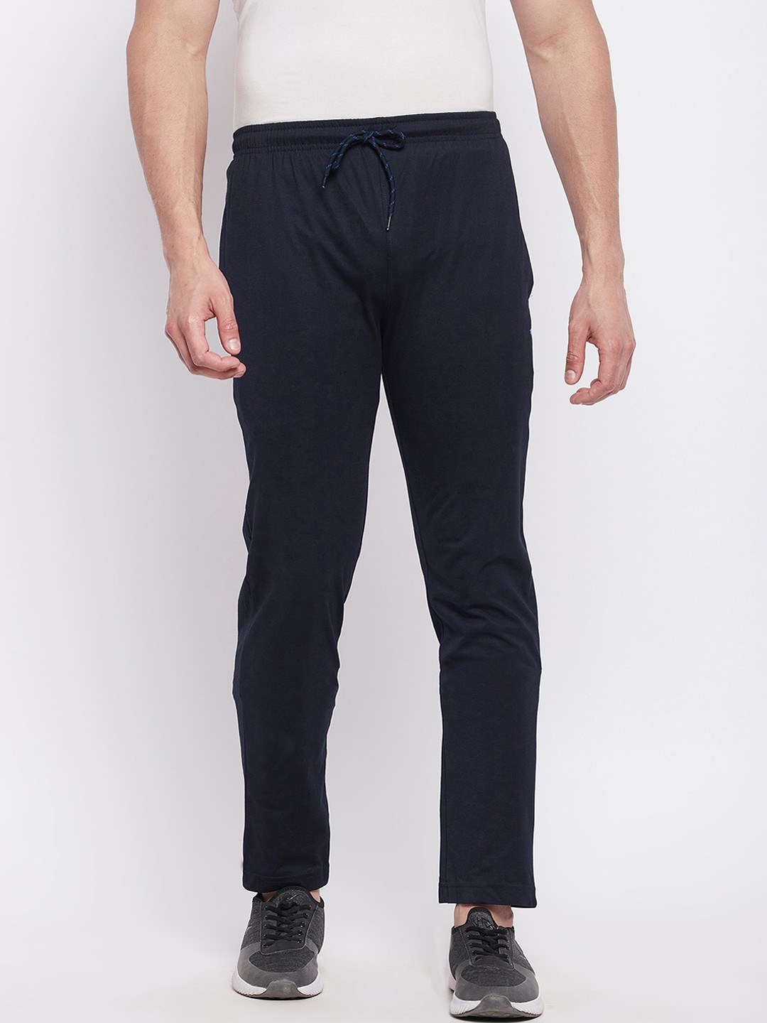 

NEVA Men Navy Blue Solid Cotton Track Pants