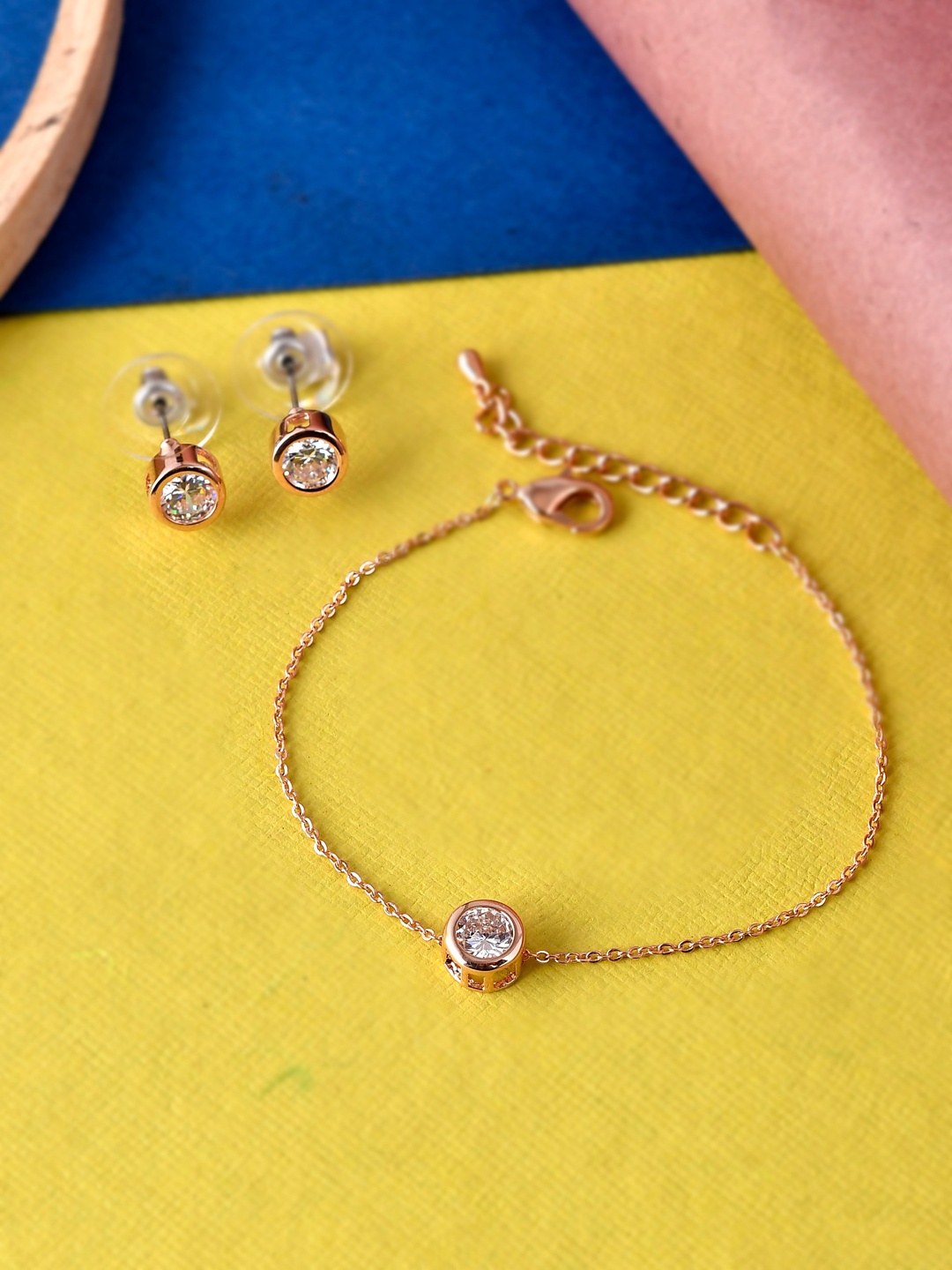 

AQUASTREET 18K Rose Gold-Plated White CZ-Studded Jewellery Set