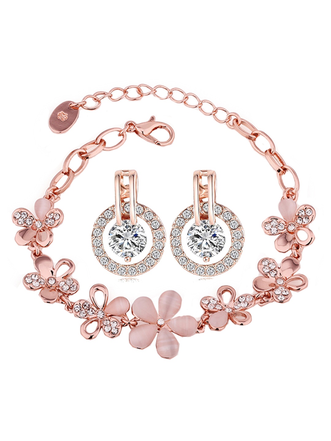 

AQUASTREET Rose Gold-Plated & White Crystal-Studded Jewellery Set