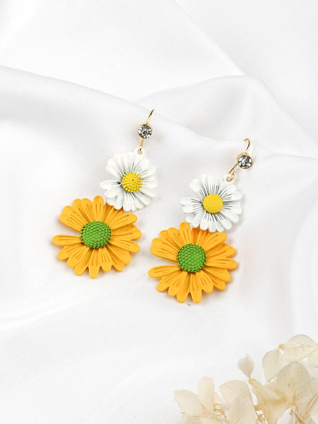 

JOKER & WITCH Yellow & White Floral Drop Earrings