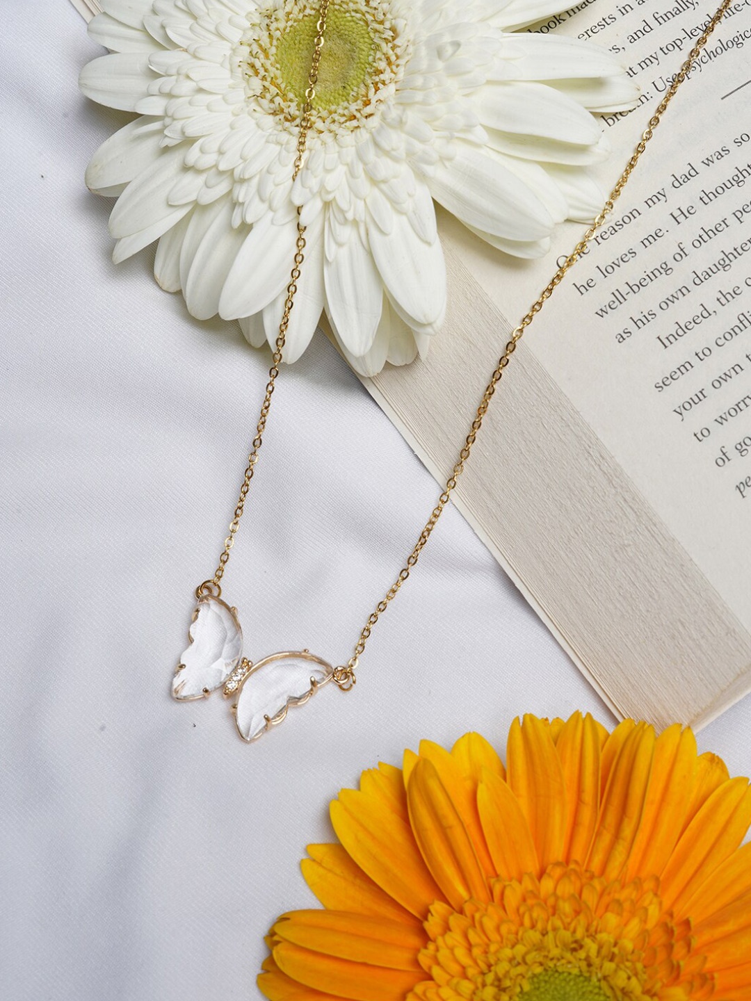 

JOKER & WITCH Women Gold-Toned & White Butterfly Necklace Chain