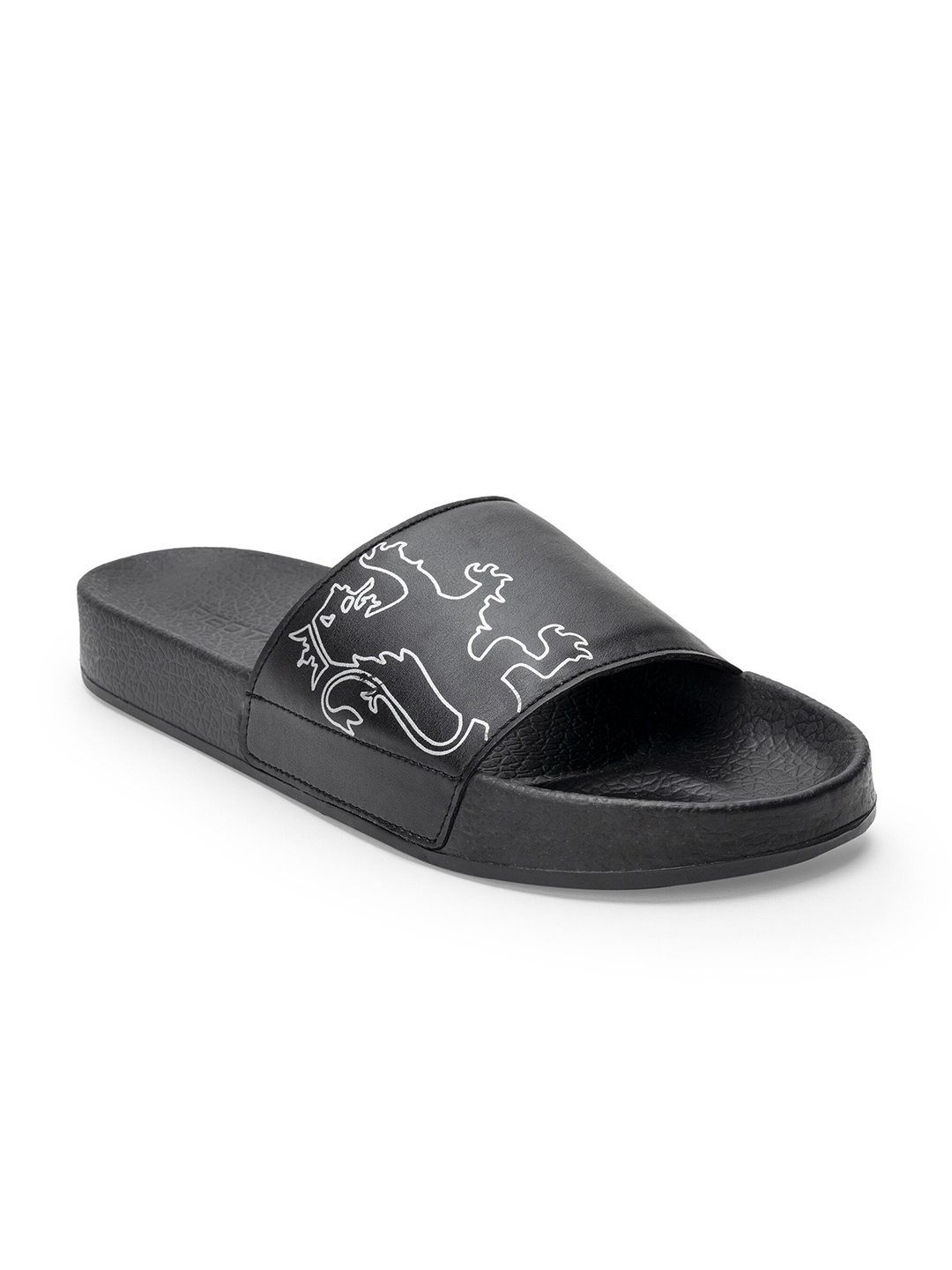 

Red Tape Men Black Printed Sliders