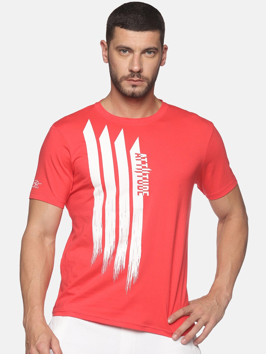 

ATTIITUDE Men Orange Printed ClimaCool Slim Fit T-shirt
