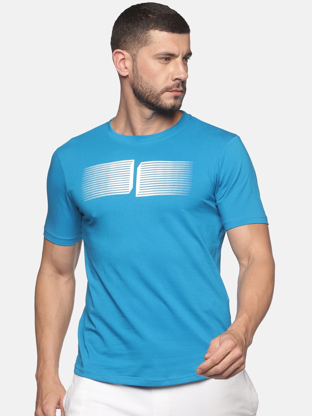 

ATTIITUDE Men Blue Printed ClimaCool Slim Fit T-shirt