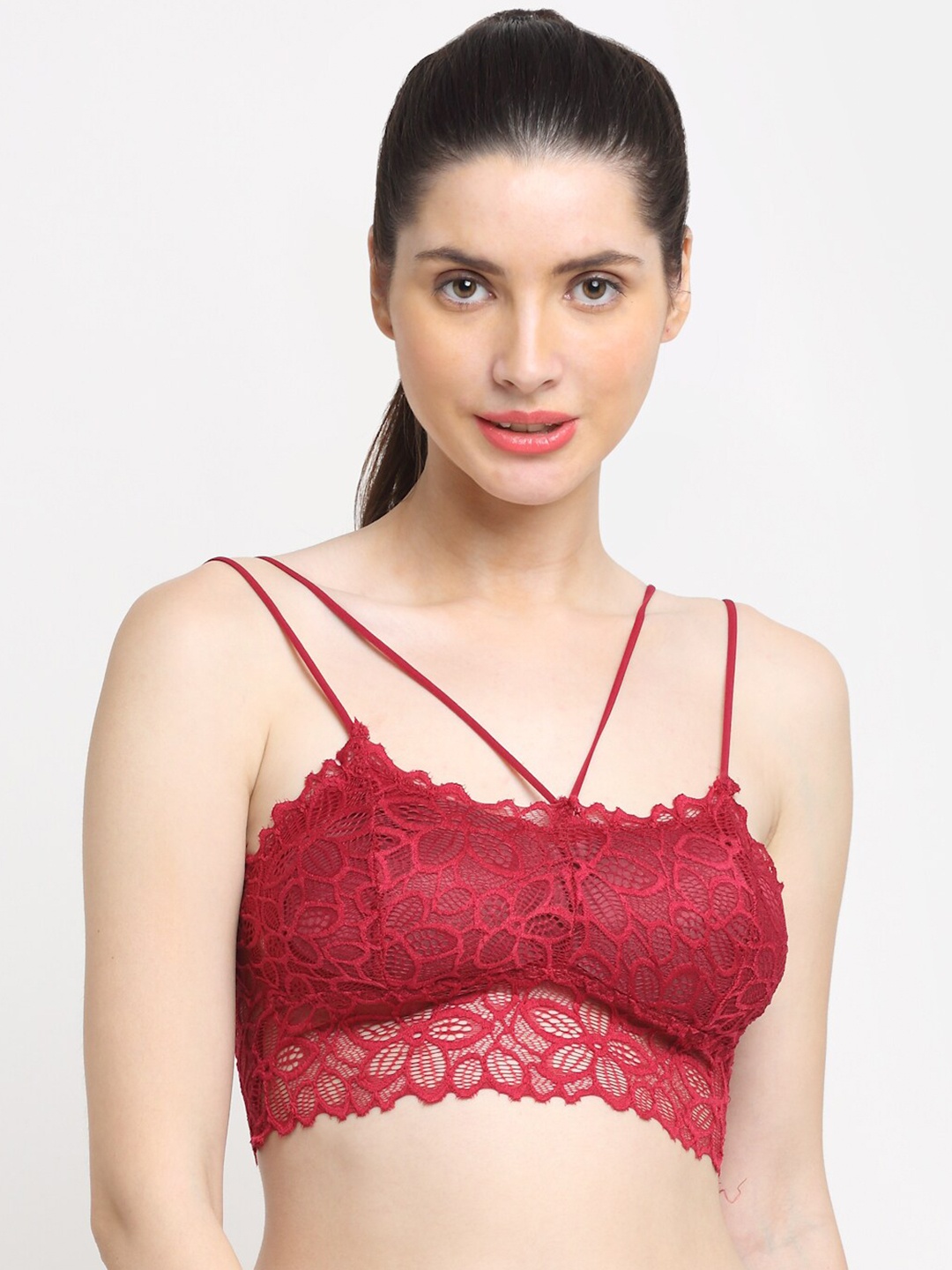 

Friskers Maroon Lightly Padded Seamless Workout Bra O-347-14-30