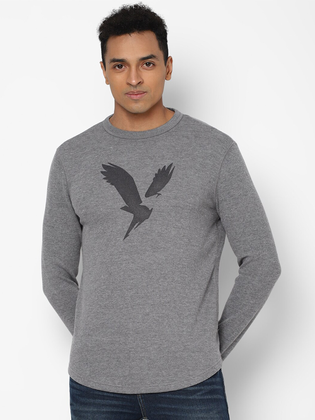 

AMERICAN EAGLE OUTFITTERS Men Grey Typography Printed T-shirt