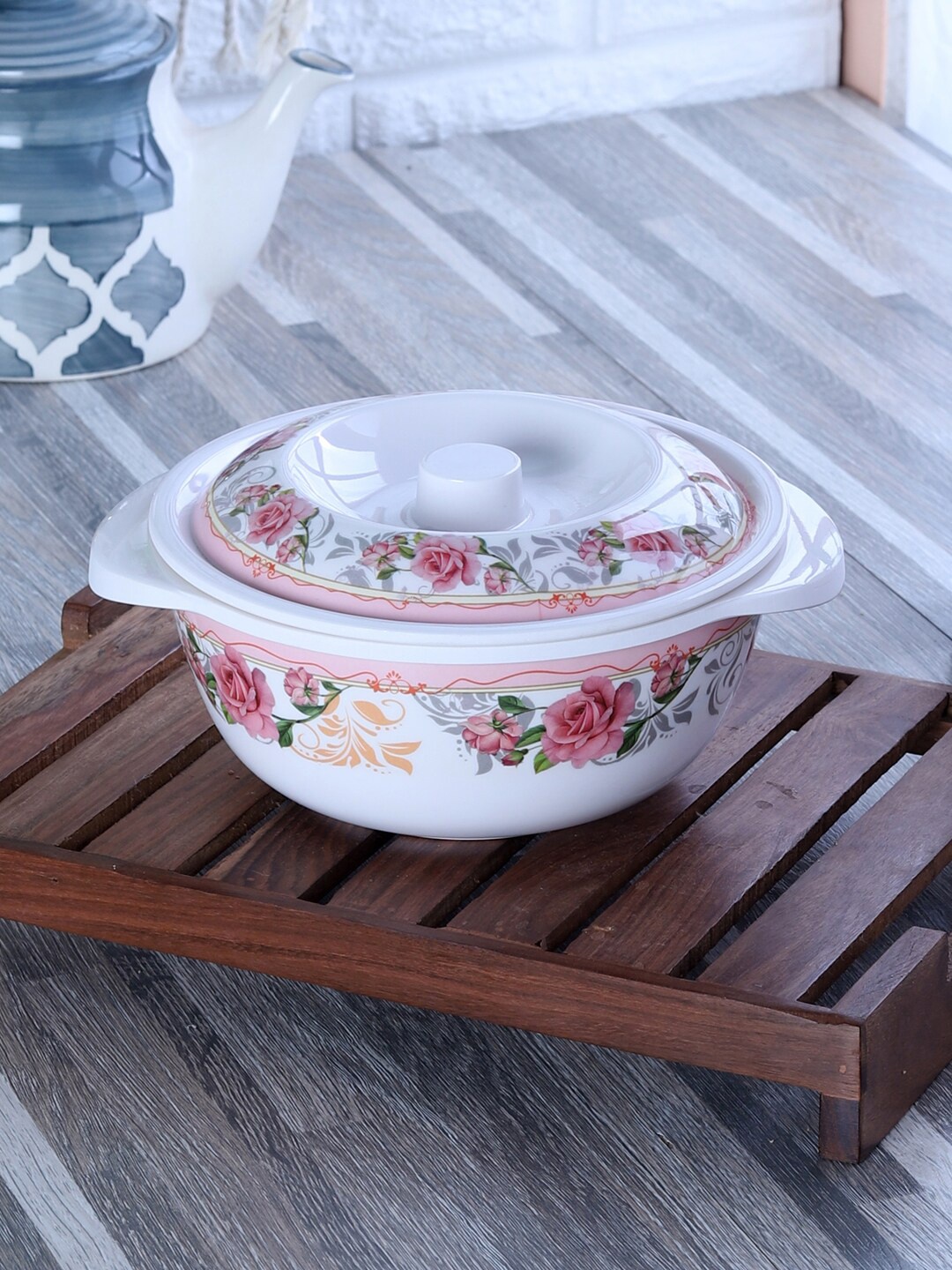 

CDI White & Red 2 Pieces Floral Printed Melamine Glossy Serving Bowls