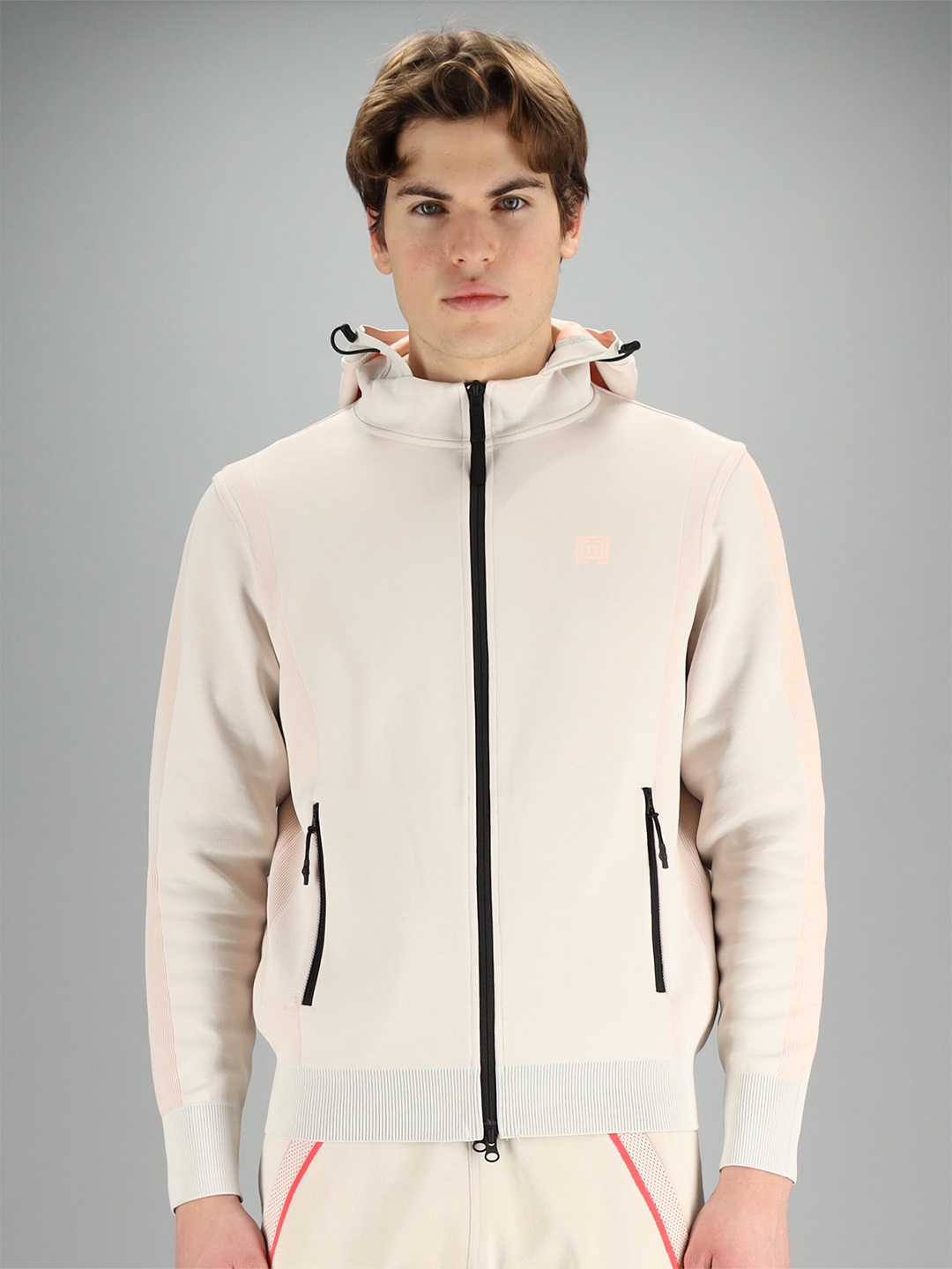 

FREESOUL Men Off White Hooded Sweatshirt