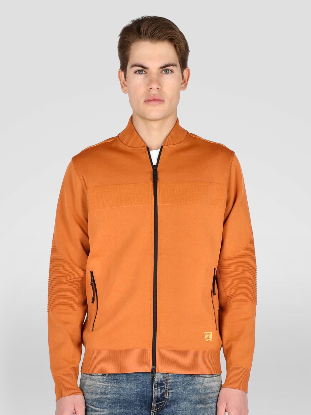 

FREESOUL Men Orange Solid Sweatshirt