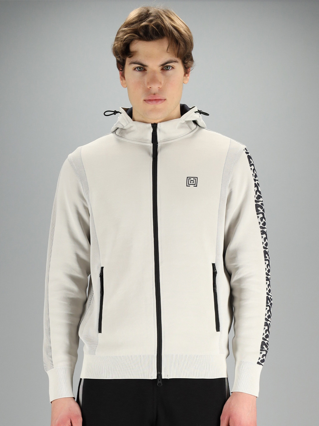 

FREESOUL Men Grey Hooded Sweatshirt