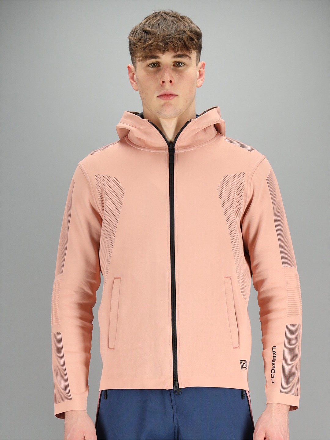 

FREESOUL Men Pink Colourblocked Hooded Sweatshirt