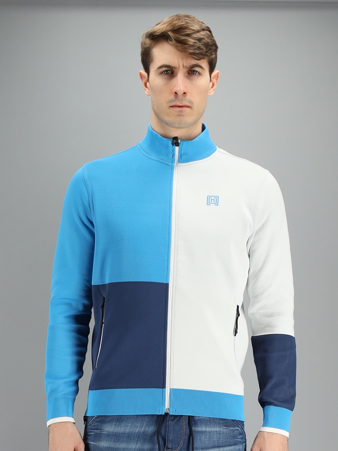 

FREESOUL Men Blue Colourblocked Sweatshirt