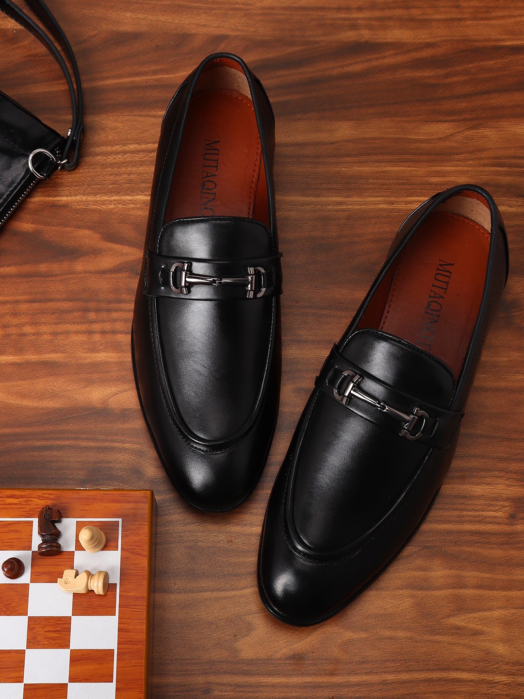 

MUTAQINOTI Men Black Solid Formal Loafer