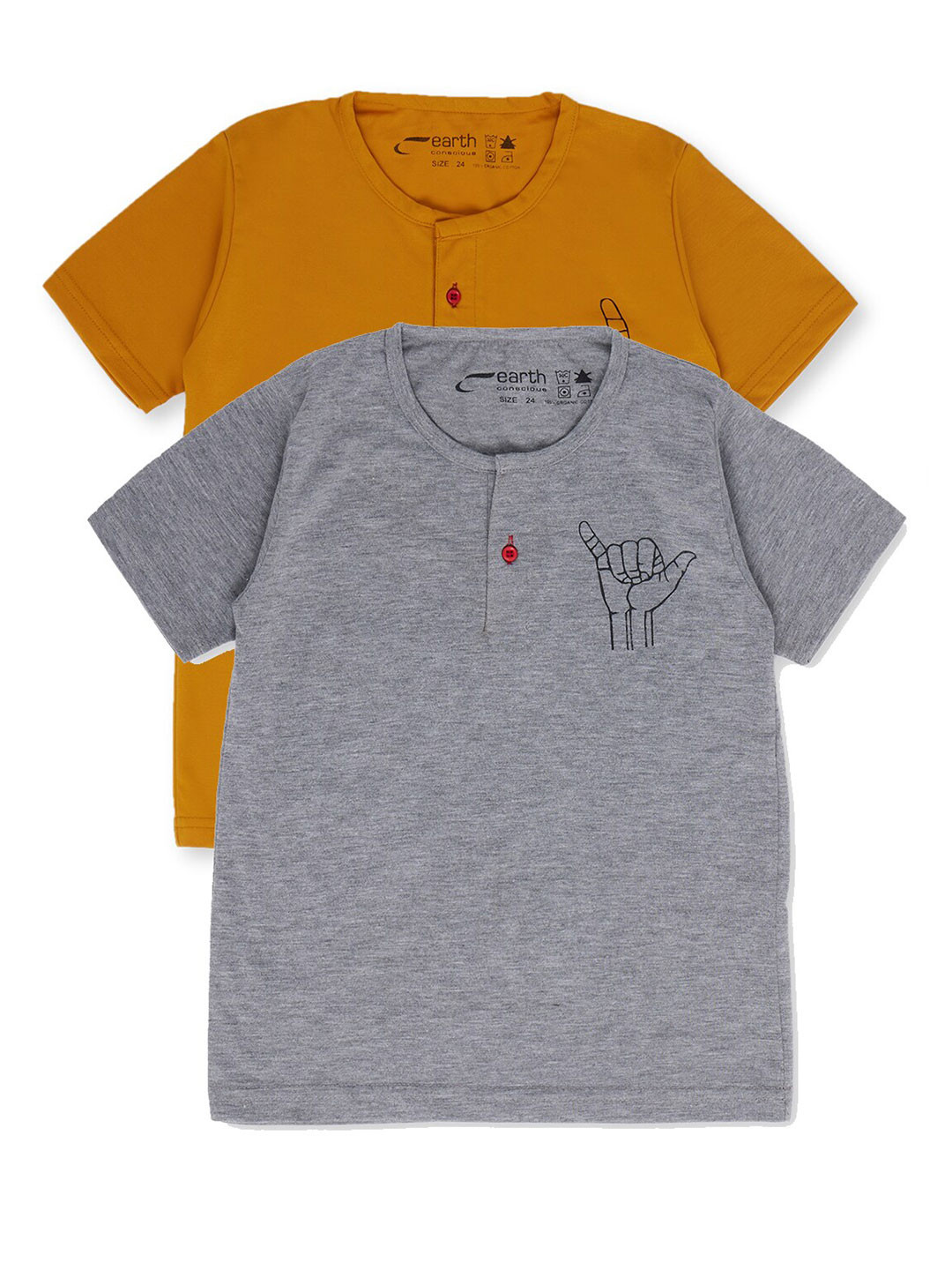 

earth conscious Boys Orange & Grey 2 Henley Neck T-shirt