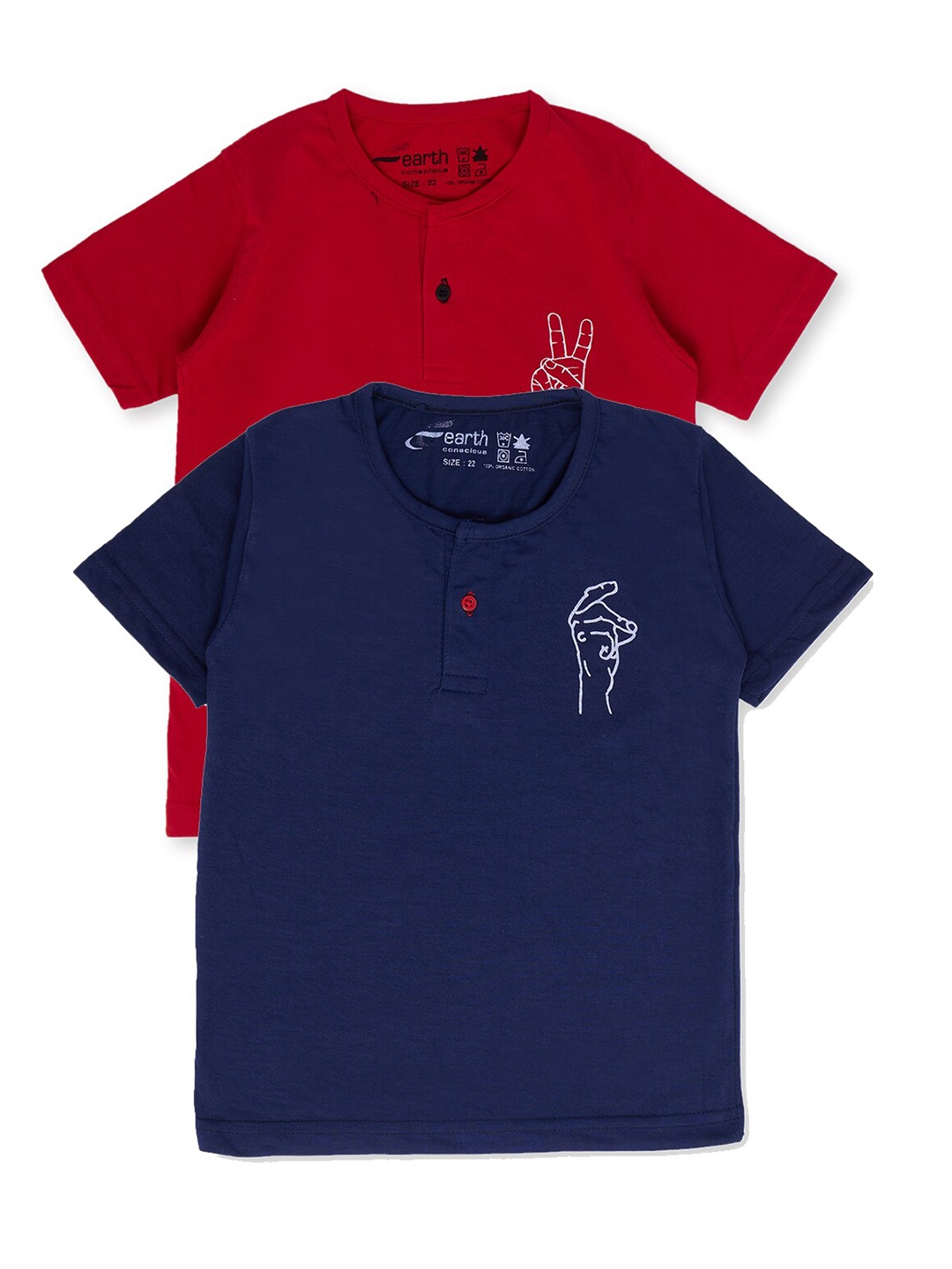 

earth conscious Boys Pack Of 2 Pure Cotton T-shirts, Red