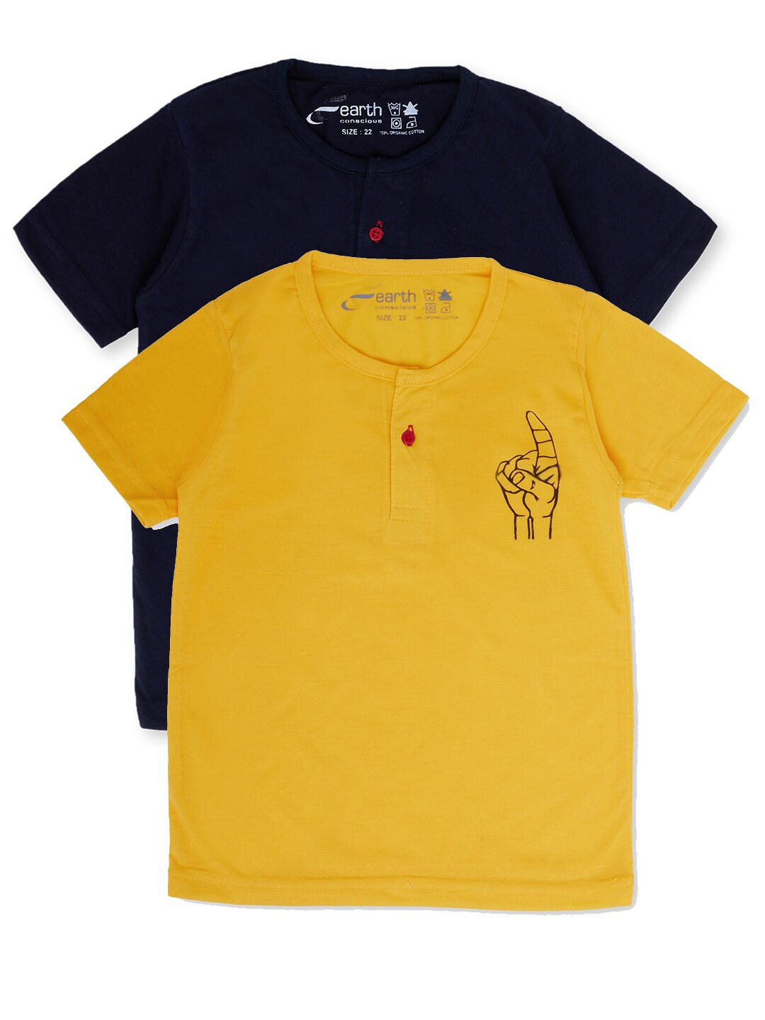 

earth conscious Boys Pack Of 2 Pure Cotton T-shirts, Yellow