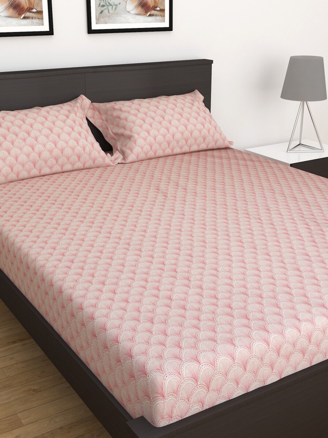 

Home Centre 3Pcs My Bedding Pink Printed Cotton Queen Bedsheet Set