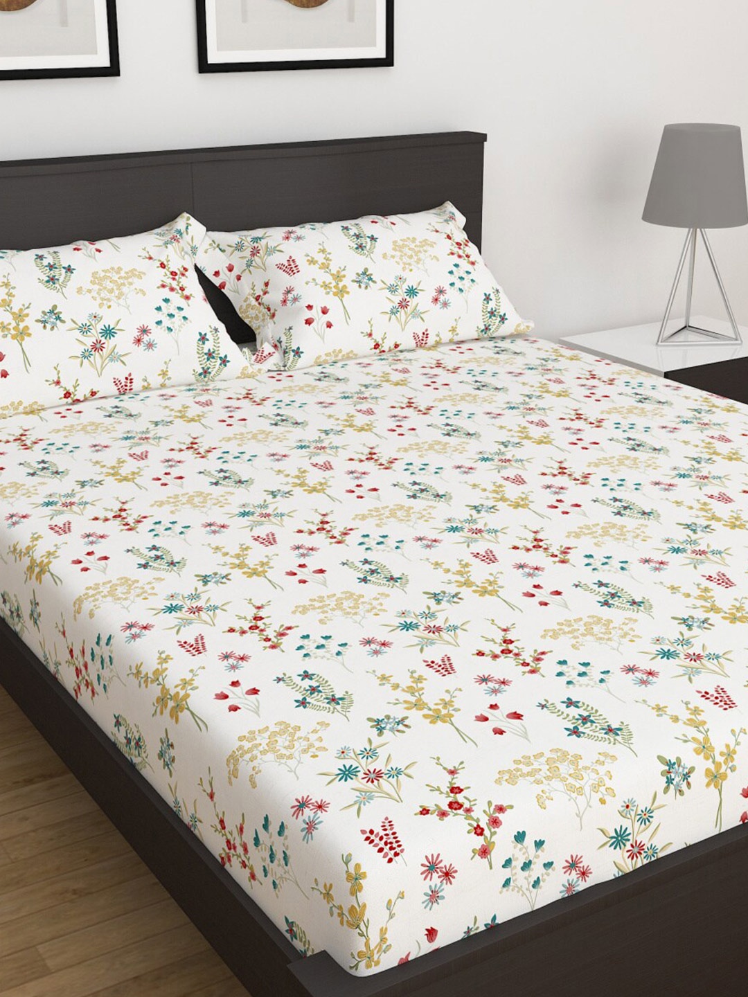 

Home Centre White My Bedding 3 Piece Printed Cotton King Bedsheet Set
