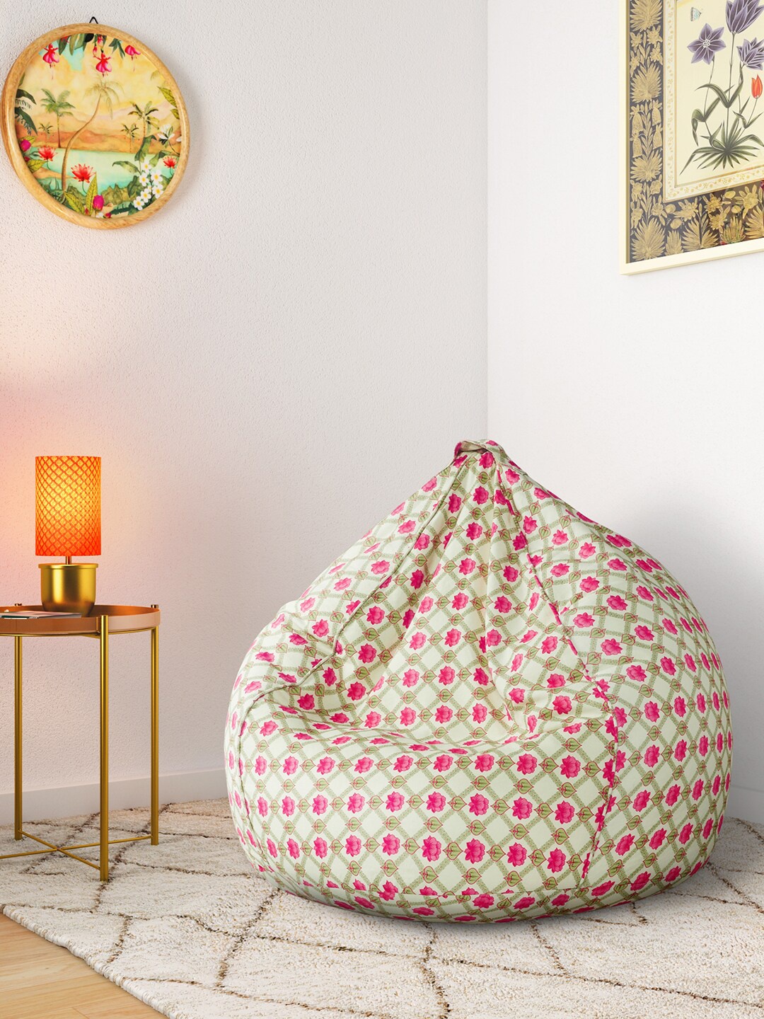 

India Circus by Krsnaa Mehta Multi-Coloured Conifered Lotus Symmetry Bean Bag Cover