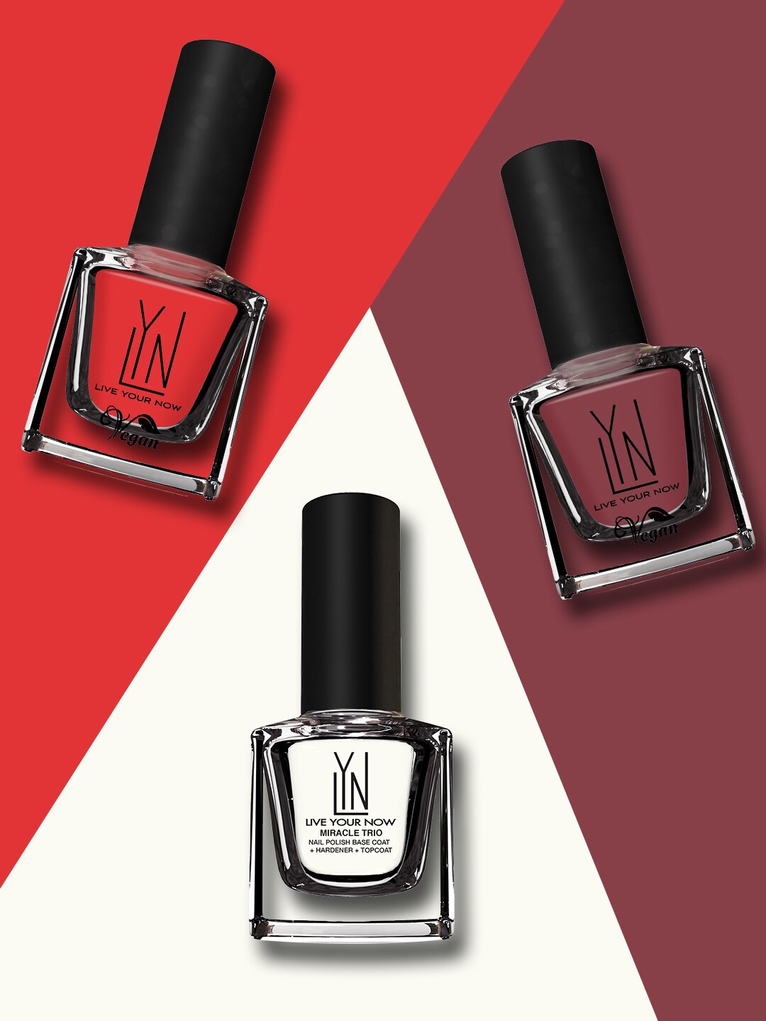 

LYN LIVE YOUR NOW Set of 3 Long Lasting Nail Polish - Paint The World, Red
