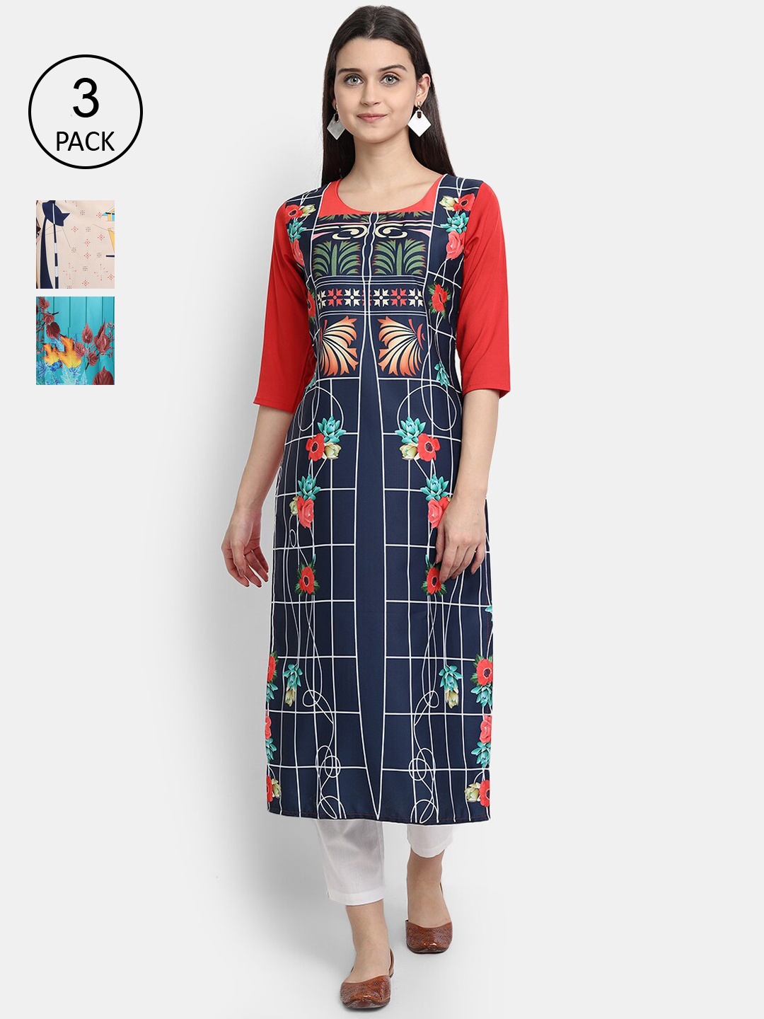 

Ethnic basket Women Multicoloured Printed Crepe Kurta, Multi