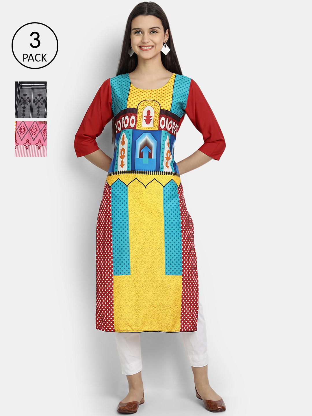 

Ethnic basket Women Yellow & Black Printed Kurta