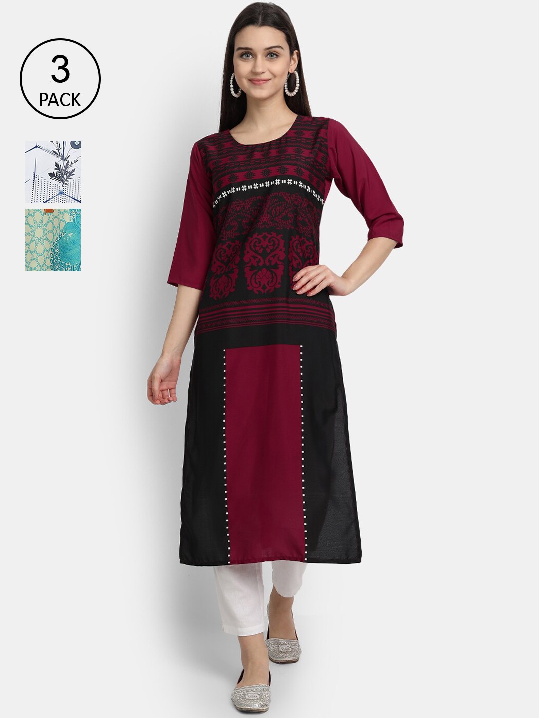 

Ethnic basket Women Multicoloured Ethnic Motifs Printed Crepe Kurta, Multi
