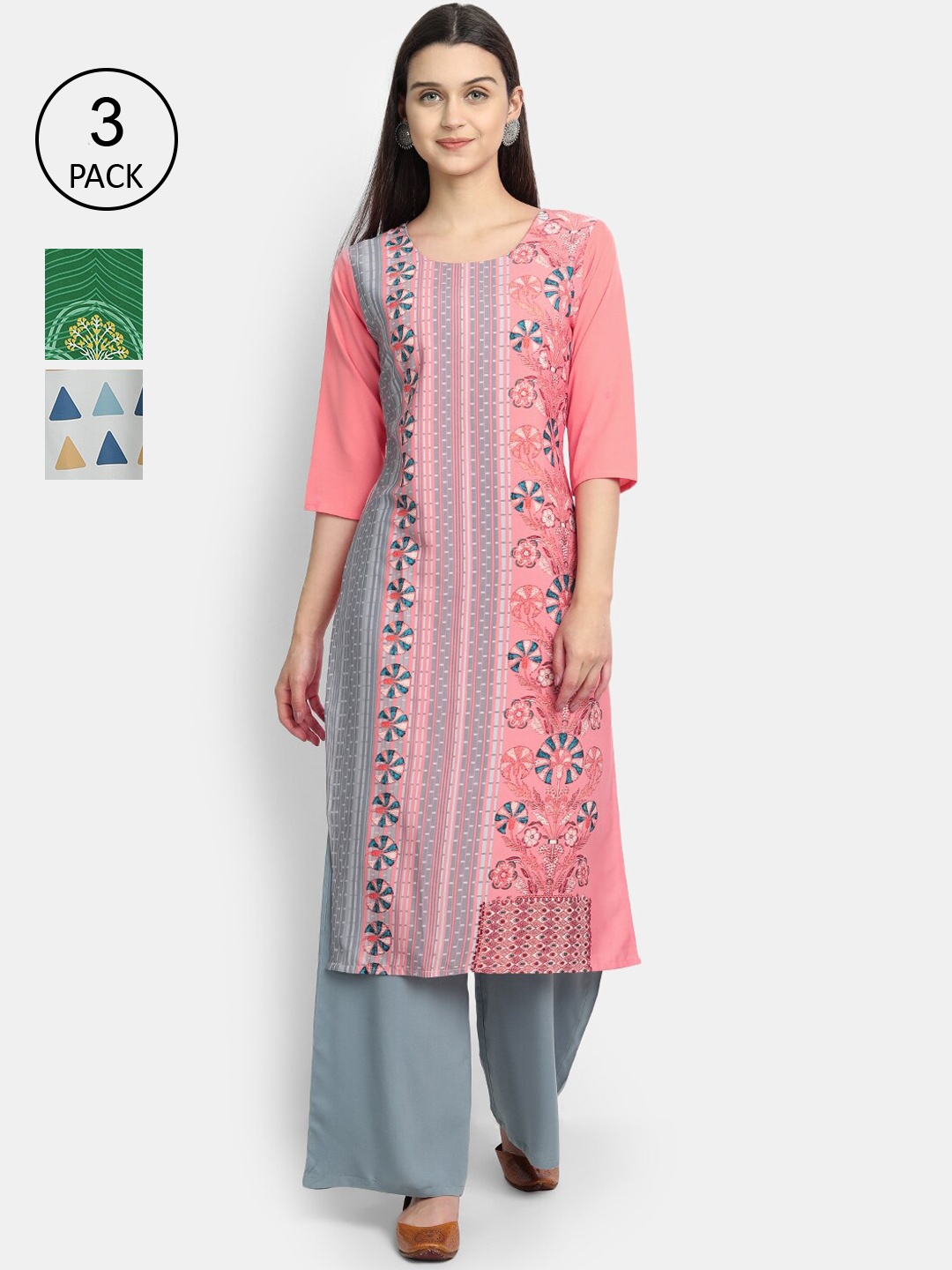 

Ethnic basket Women Multicoloured Geometric Printed Crepe Kurta, Multi