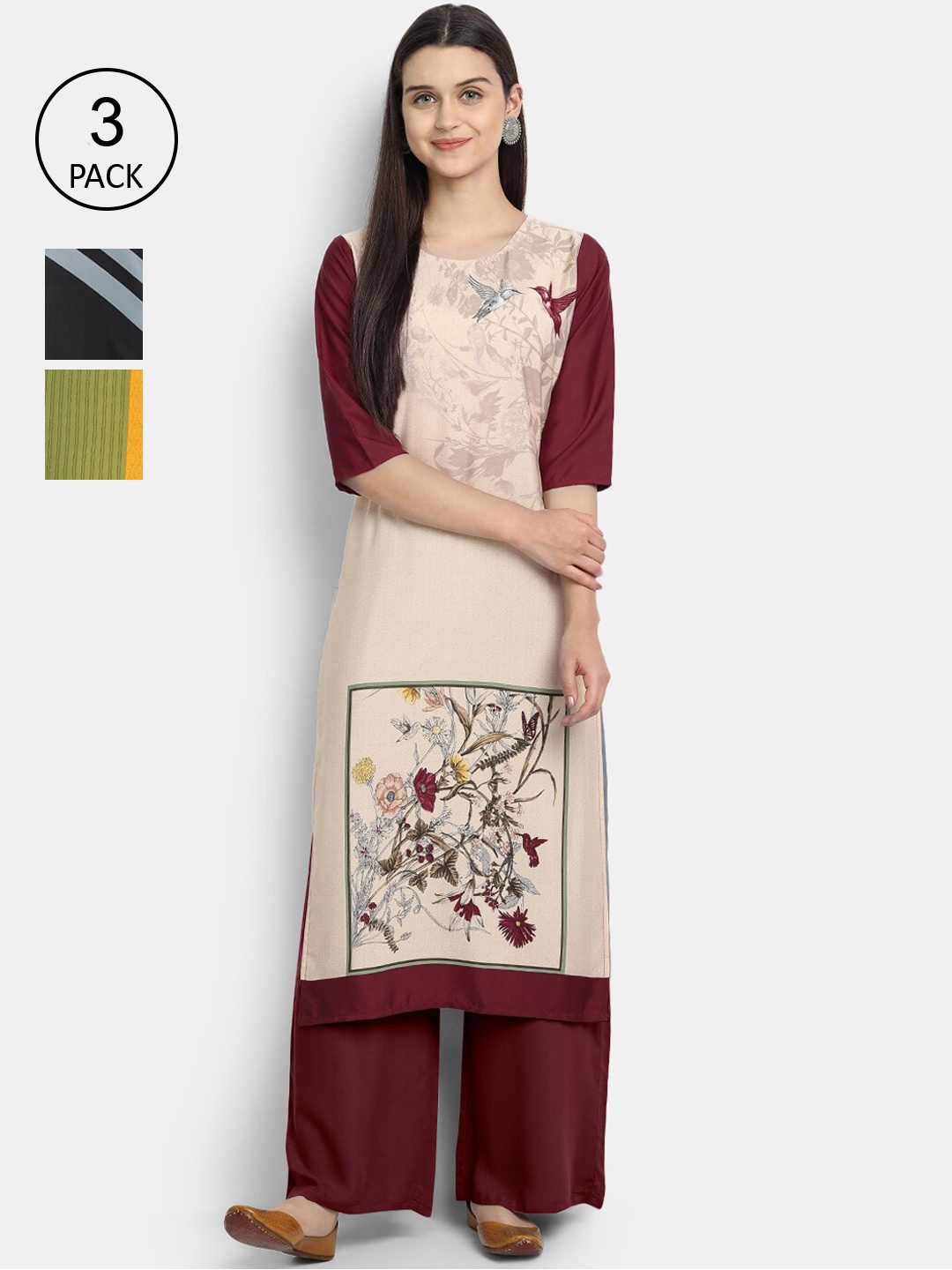 

Ethnic basket Women Multicoloured Printed Crepe Kurta, Multi