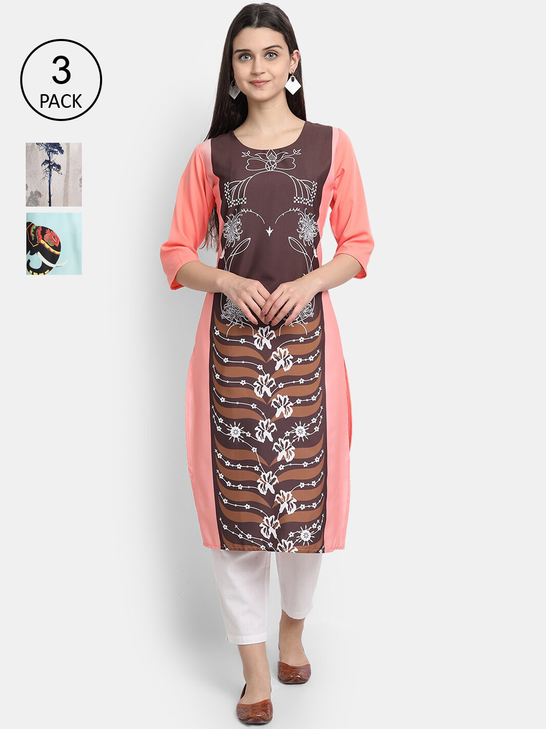 

Ethnic basket Women Multicoloured Printed Crepe Kurta, Multi