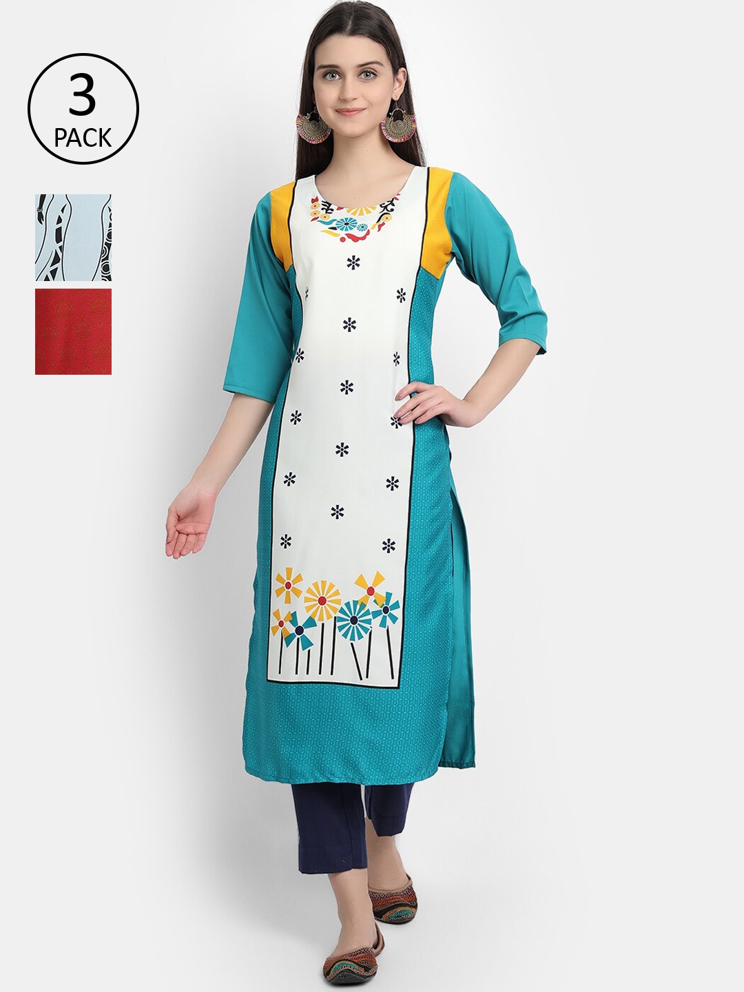 

Ethnic basket Women Multicoloured Printed Crepe Kurta, Multi