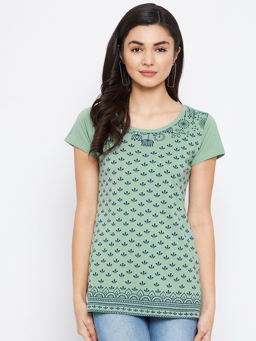 

NEVA Women Green Printed T-shirt