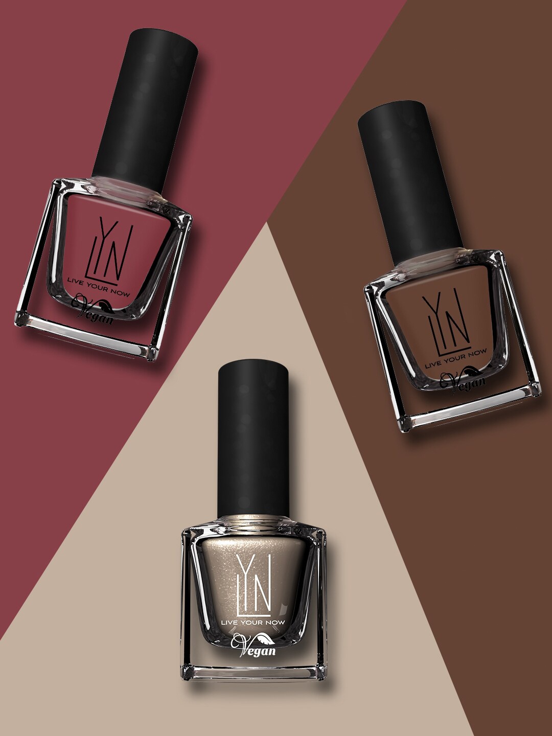 

LYN LIVE YOUR NOW Set of 3 Long Lasting Nail Polish - A Stroke Of Genius, Brown