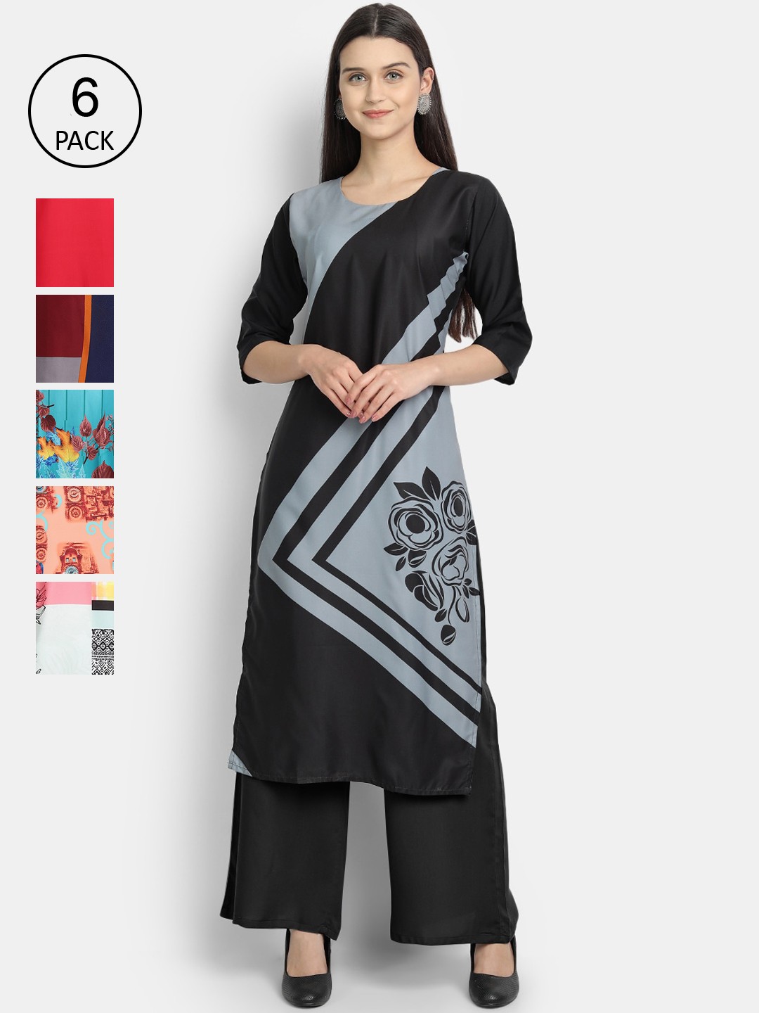 

Ethnic basket Women Multicoloured Geometric Crepe Kurta, Multi