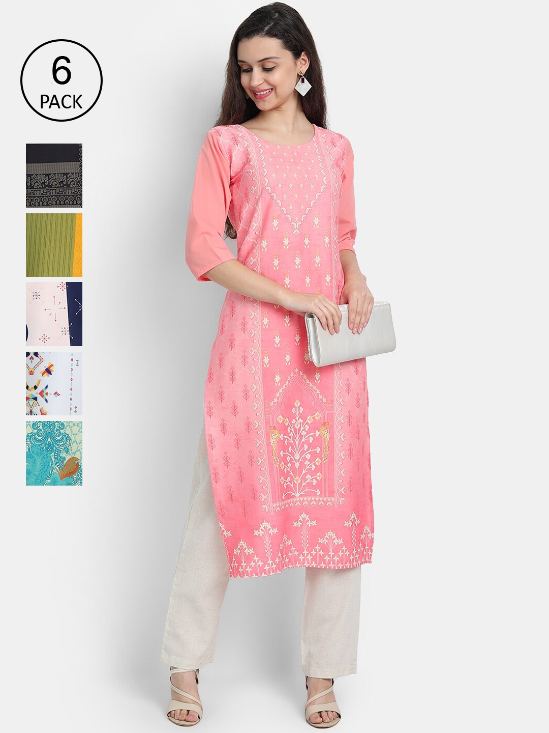 

Ethnic basket Women Multicoloured Printed Crepe Kurta, Multi