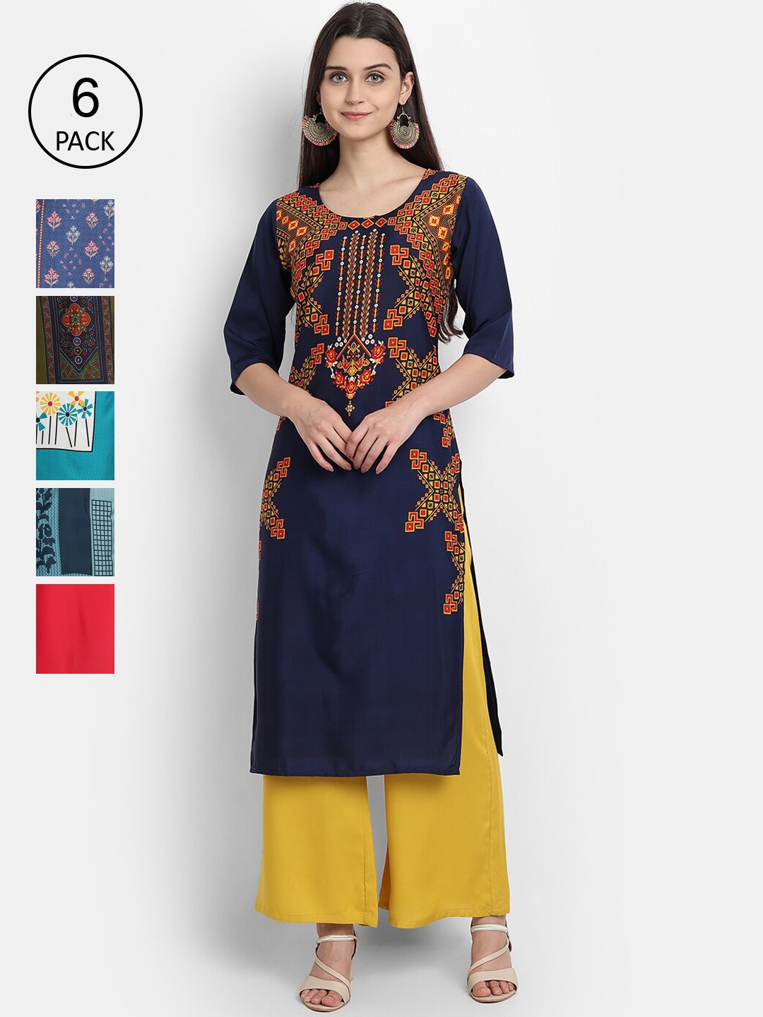 

Ethnic basket Women Multicoloured Ethnic Motifs Printed Crepe Kurta, Multi