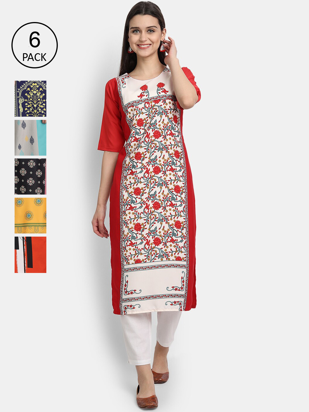

Ethnic basket Women Multicoloured Embroidered Thread Work Crepe Kurta, Multi
