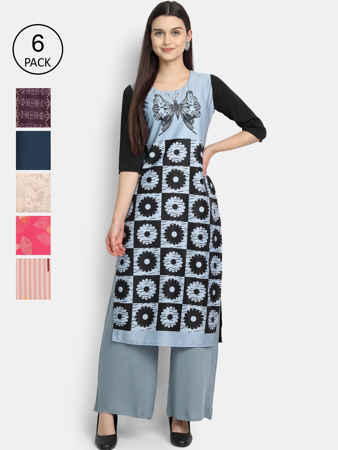 

Ethnic basket Women Multicoloured Floral Printed Crepe Kurta, Multi
